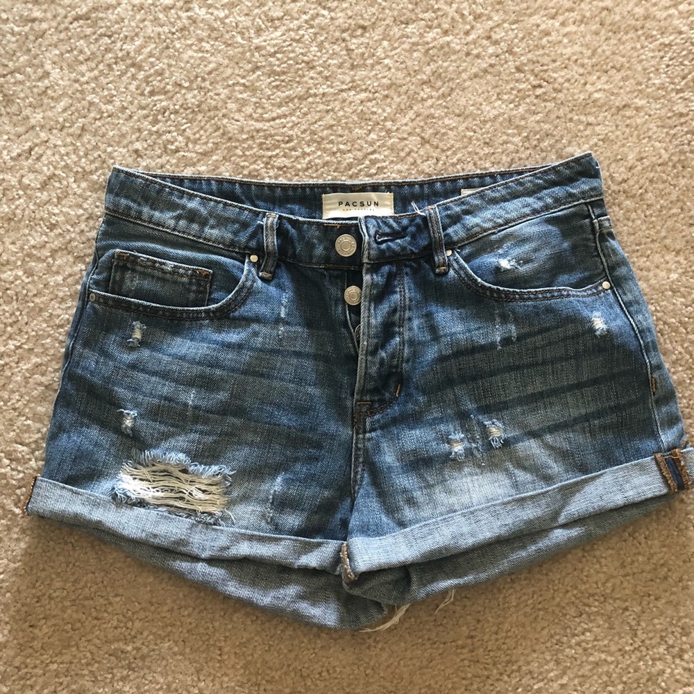 Ripped jean shorts